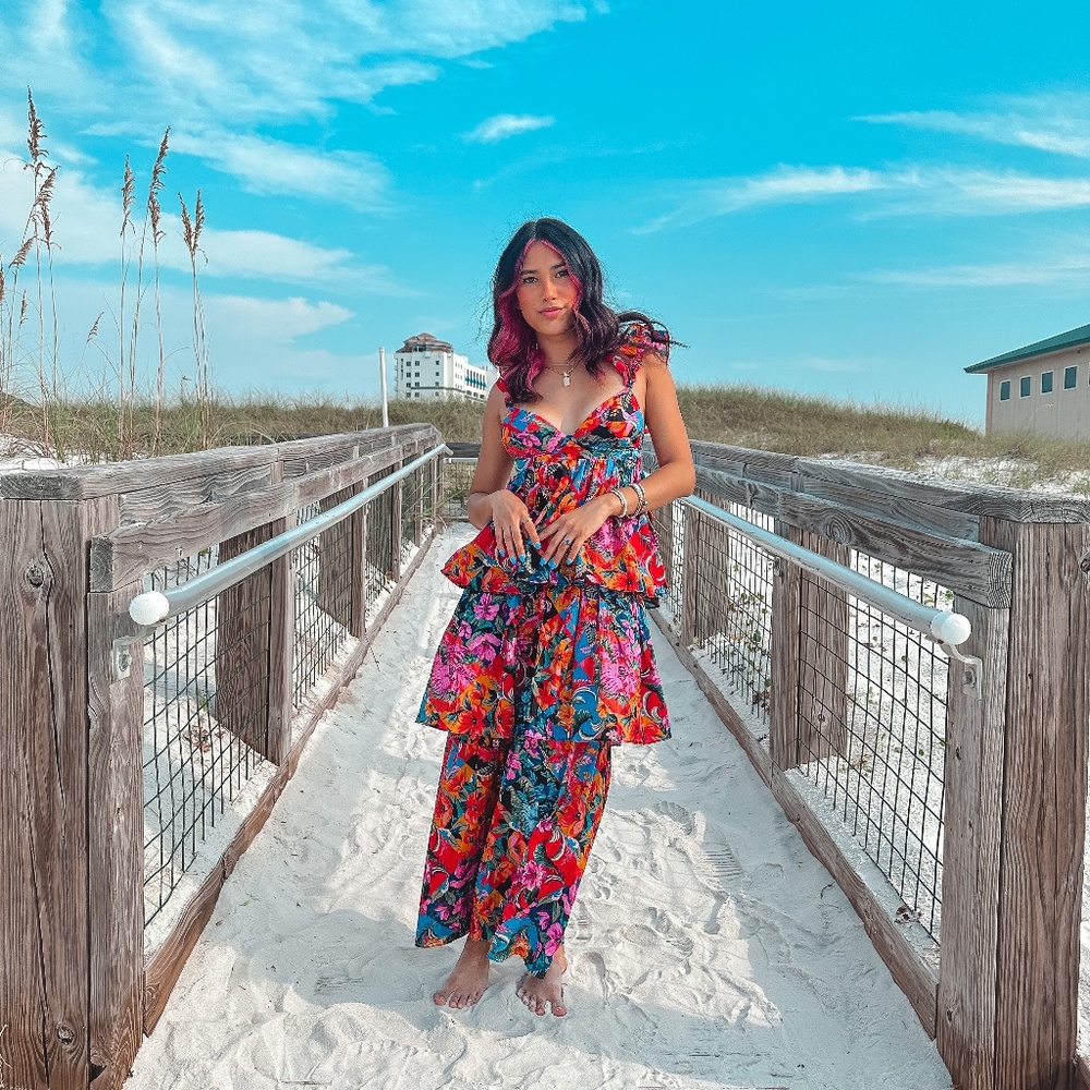 Olivaceous Flower print dress